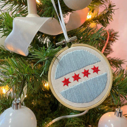 Chicago Flag Ornament or Mini Wall Hanging Embroidery Kit