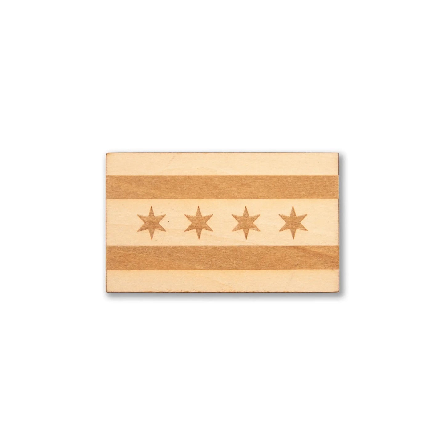 Chicago Flag 3.5" x 2" Wood Magnet