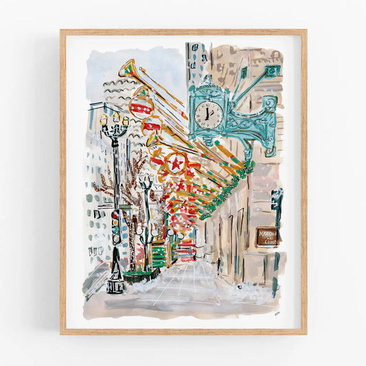 Christmas in Chicago State Street Holiday Art Print