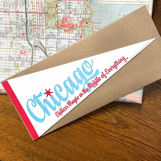 Chicago Pennant Diecut Greeting Card