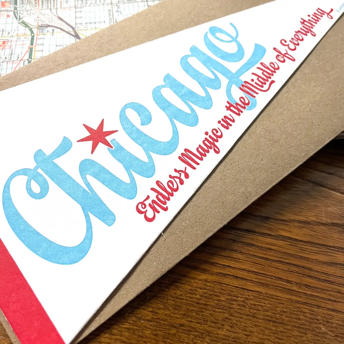 Chicago Pennant Diecut Greeting Card
