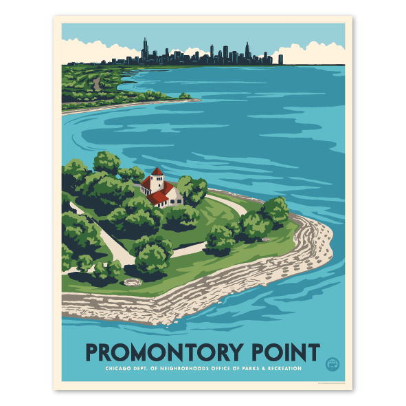 Promontory Point Chicago Park 16" x 20" Tourism Poster