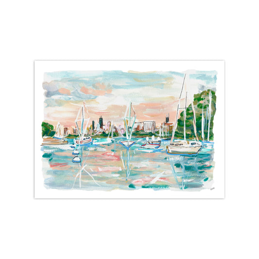 Sailing the City Chicago Harbor 8" x 10" Art Print