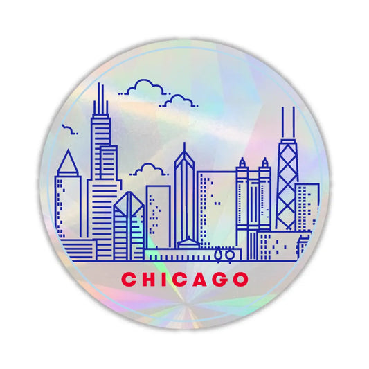 Chicago Skyline Round Rainbow Window Suncatcher Decal