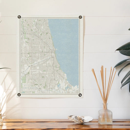 Chicago Street Map 16" x 20" Felt Banner with Grommets