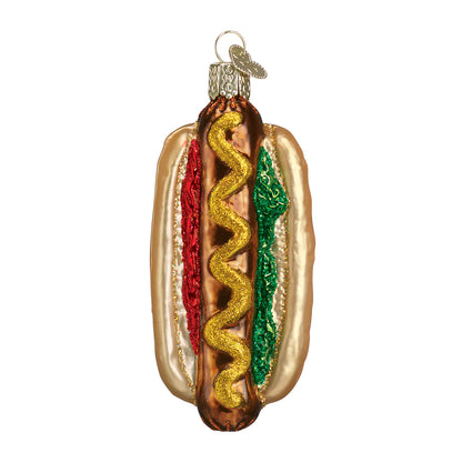 Chicago Style Hot Dog Glass Ornament