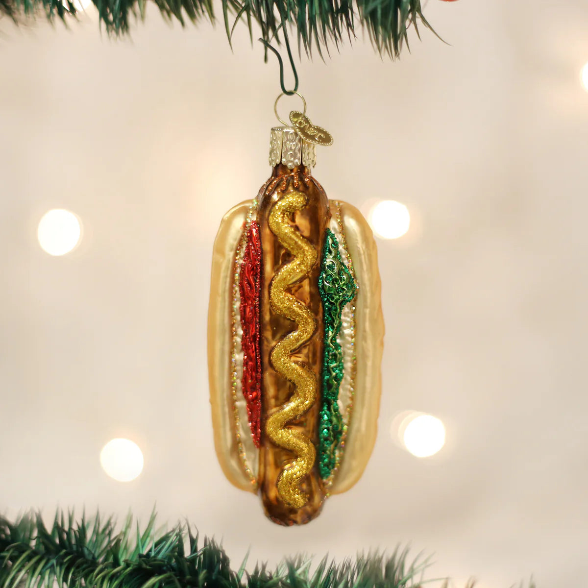 Chicago Style Hot Dog Glass Ornament