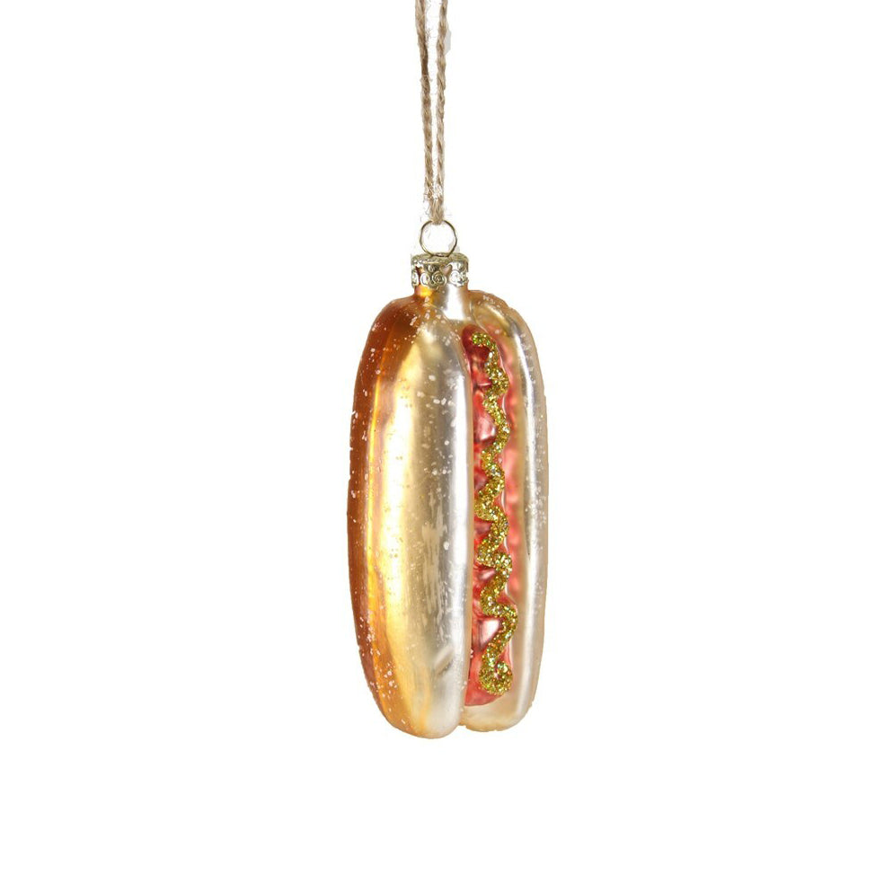 Hot Dog Glass Holiday Ornament