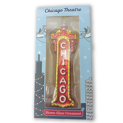 Chicago Theater Sign Blown Glass Ornament