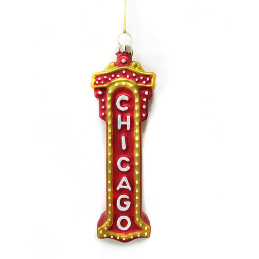 Chicago Theater Sign Blown Glass Ornament