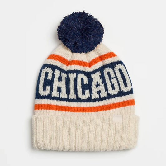 Chicago Varsity Team Knit Adult Pom Beanie Hat