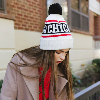 Chicago Varsity Team Knit Adult Pom Beanie Hat