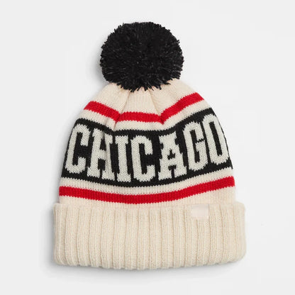 Chicago Varsity Team Knit Adult Pom Beanie Hat