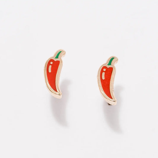 Hot Pepper Gold Stud Earrings