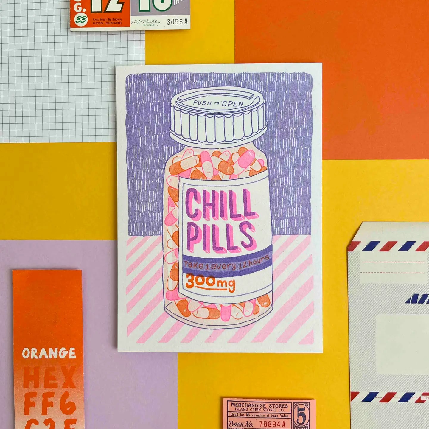 Chill Pills 5.75" x 8.25" Risograph Print