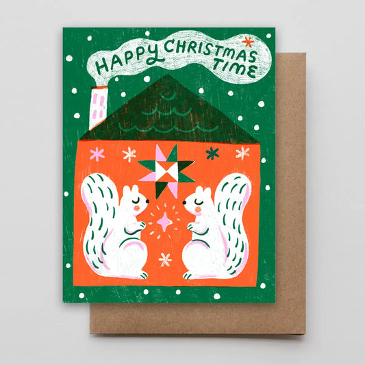 Christmas Time Squirrels Holiday Card