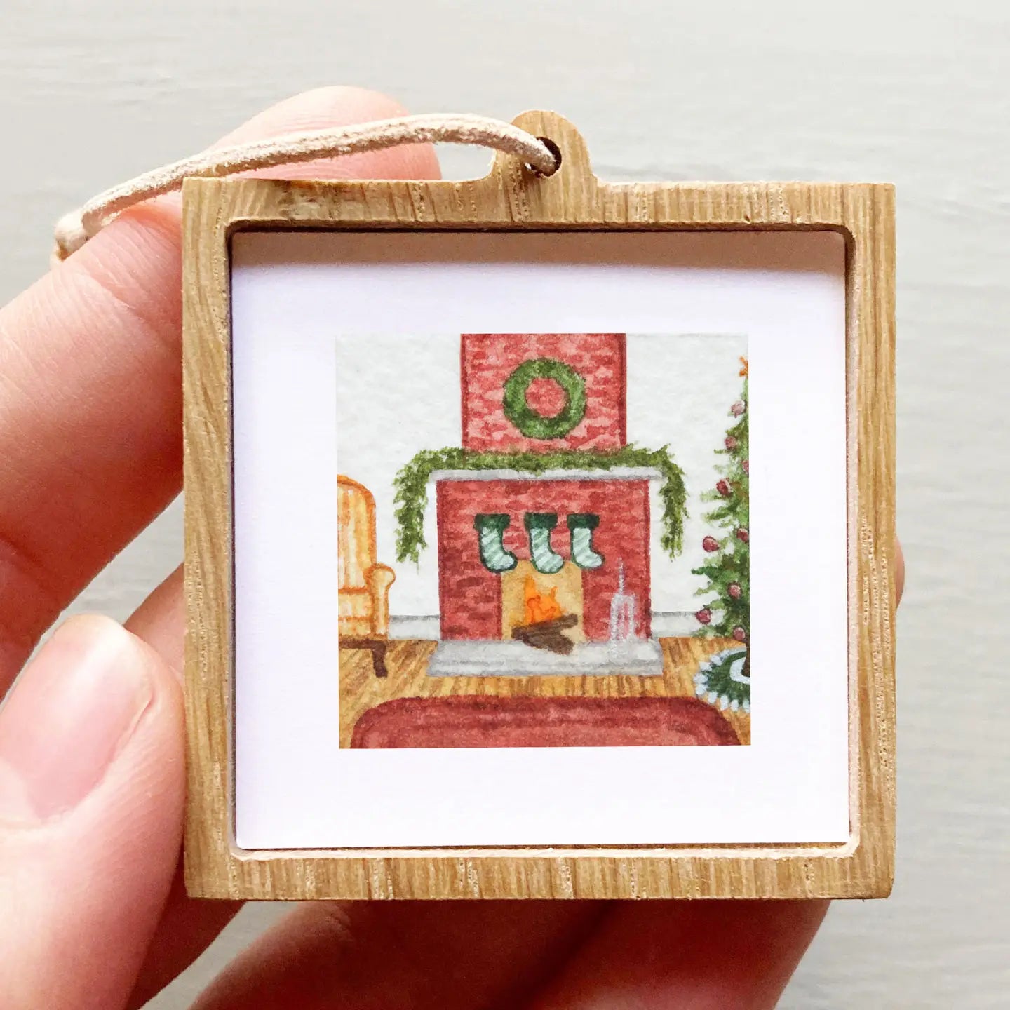 Christmas Stockings & Fireplace Mini 1" Ornament