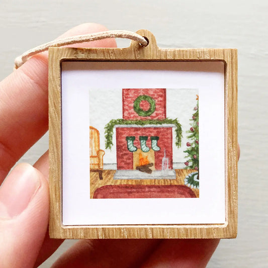 Christmas Stockings & Fireplace Mini 1" Ornament