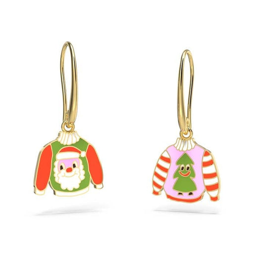 Christmas Sweater 18k Gold Gilt Dangle Earrings