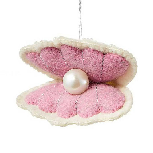 Sea Shimmer Clam With Pearl Felt Holiday Ornament