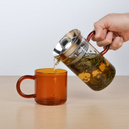 Clear Mixing Glass or Pitcher With Amber Handle