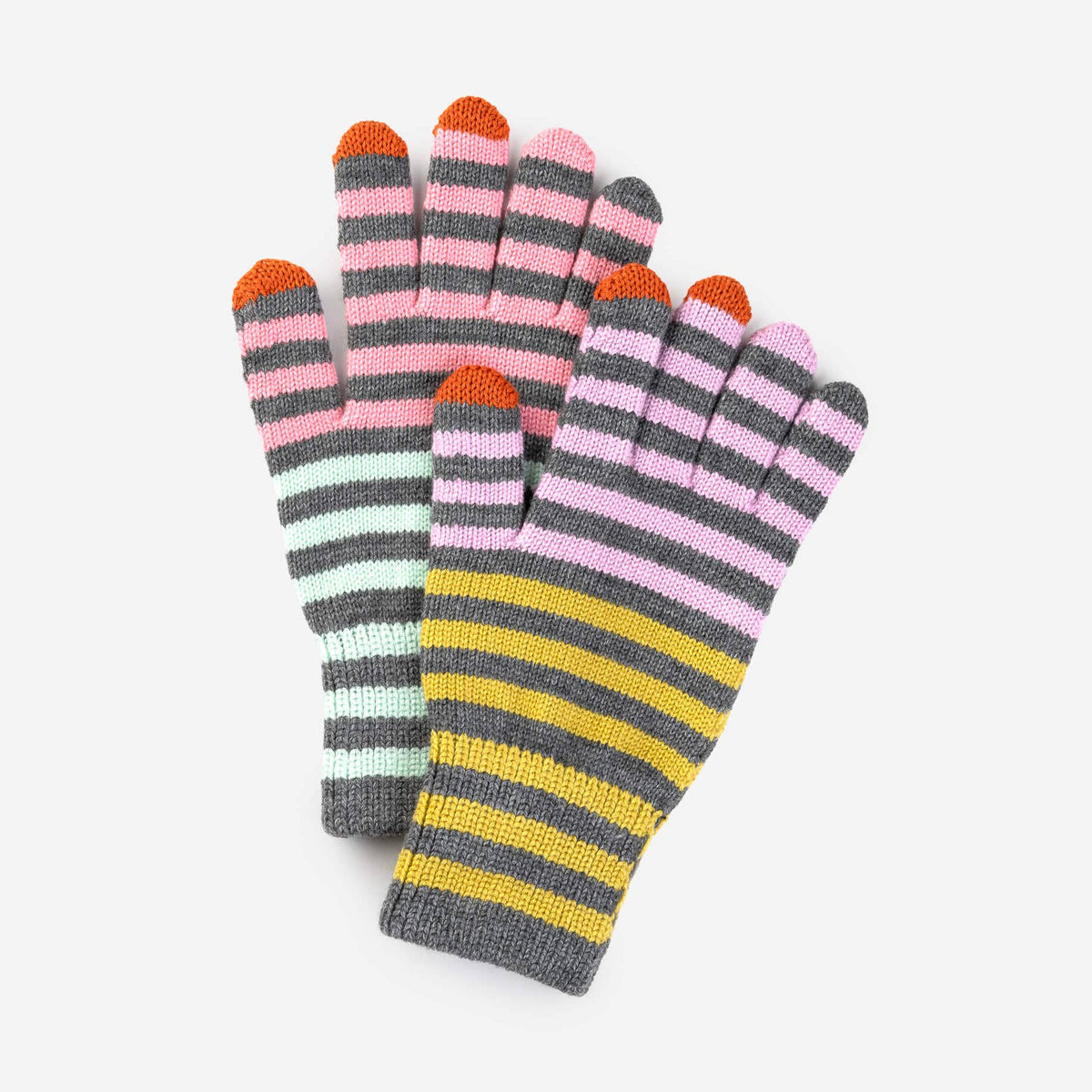 Color Stripe Knit Touchscreen Gloves