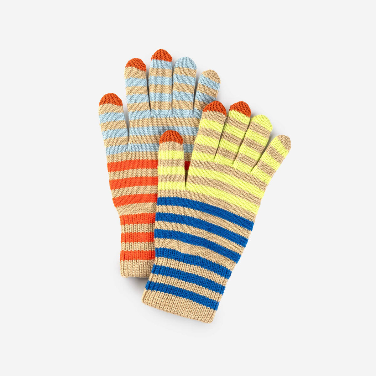 Color Stripe Knit Touchscreen Gloves