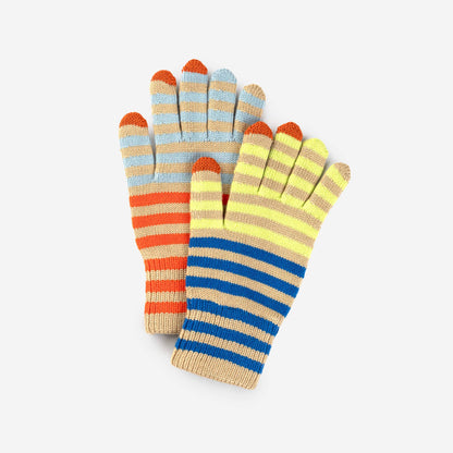 Color Stripe Knit Touchscreen Gloves