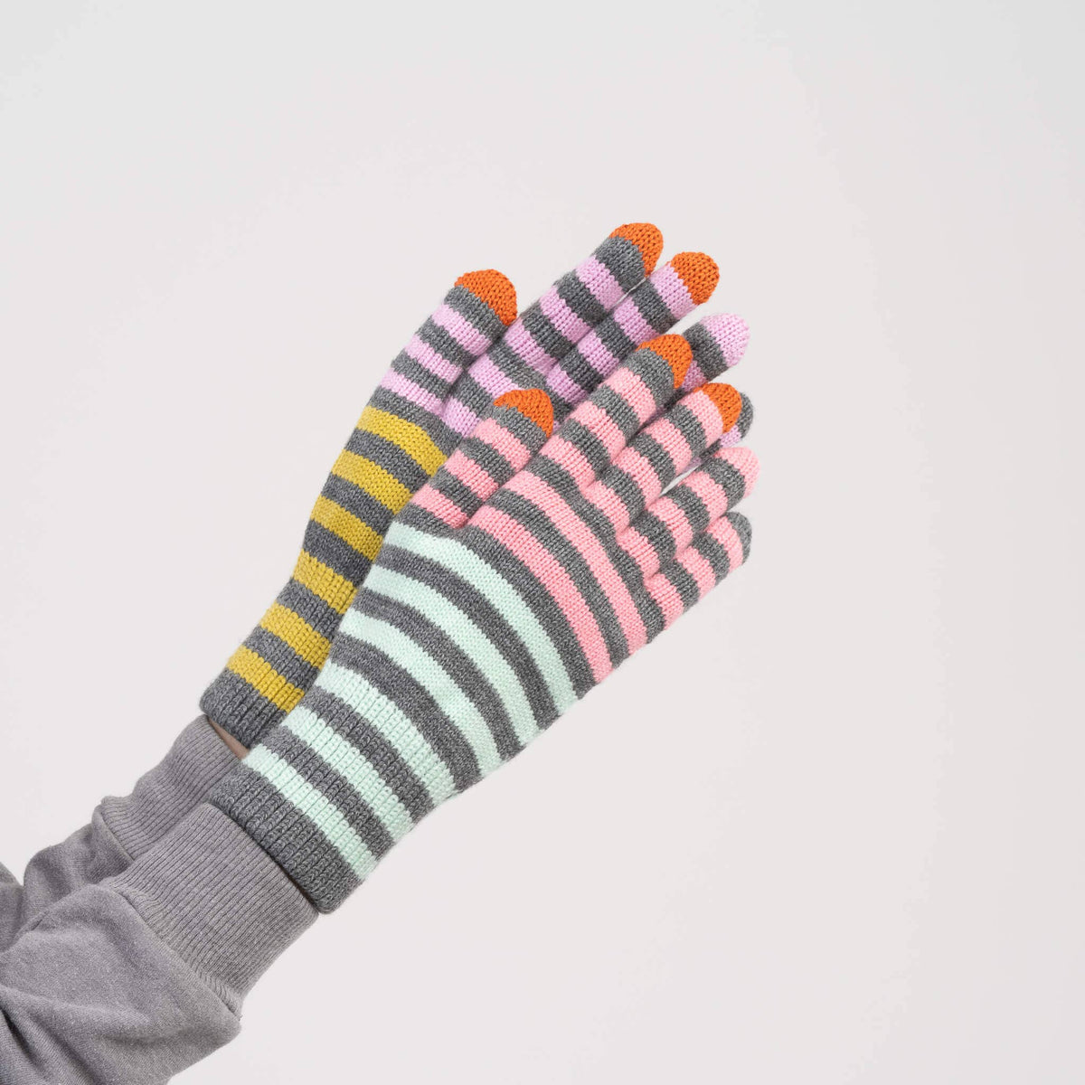 Color Stripe Knit Touchscreen Gloves