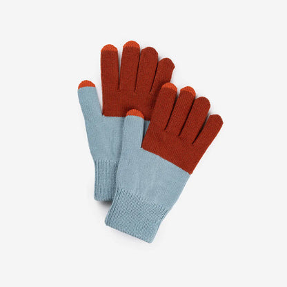 Colorblock Knit Touchscreen Gloves