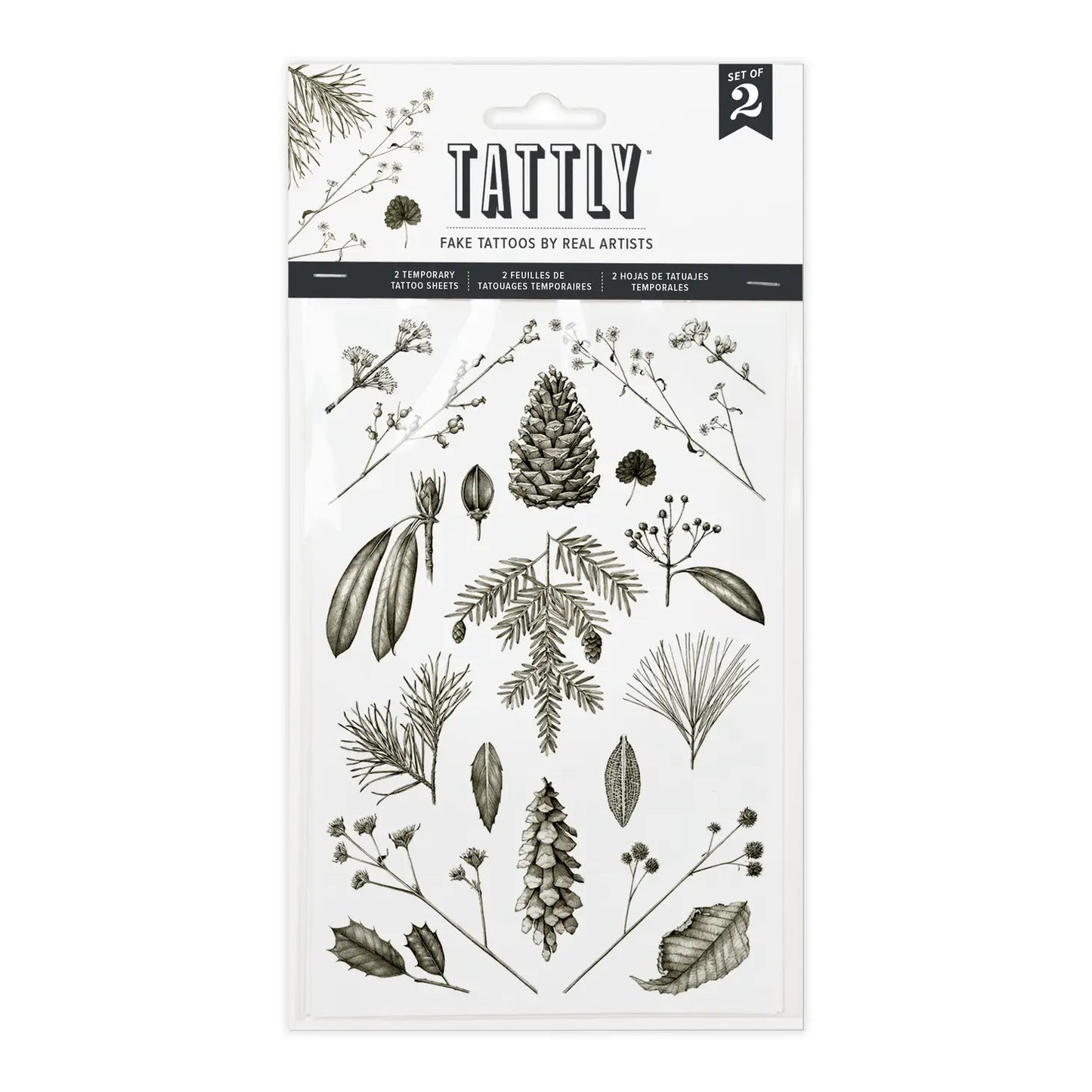 Conifers Temporary Tattoo Sheets (Pack of 2)