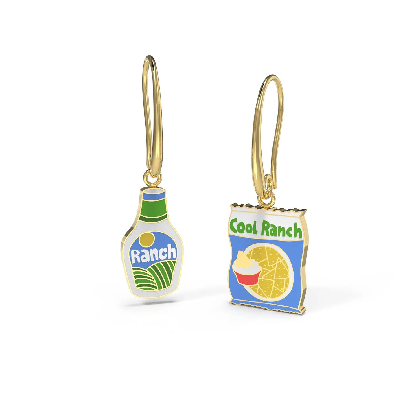 Cool Ranch 18k Gold Gilt Enamel Earrings