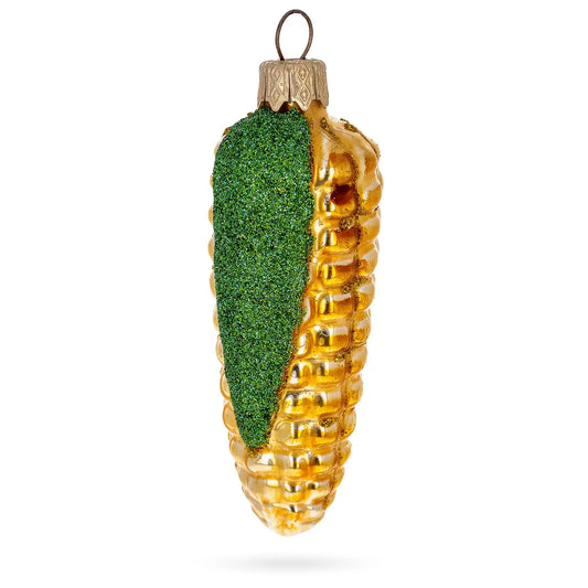 Corn on the Cob Glittery Glass Ornament