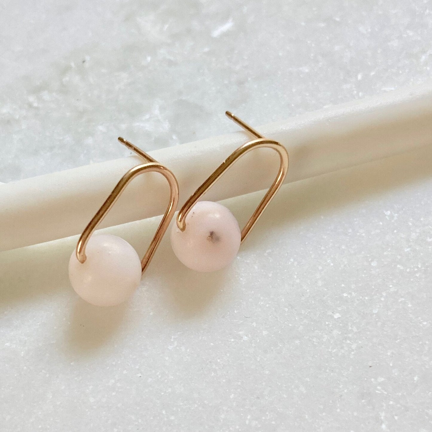 Cove Stone Drop Gold Stud Earrings