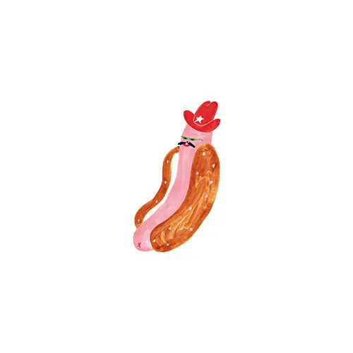 Cowboy Hot Dog Temporary Tattoo (Pack of 2)