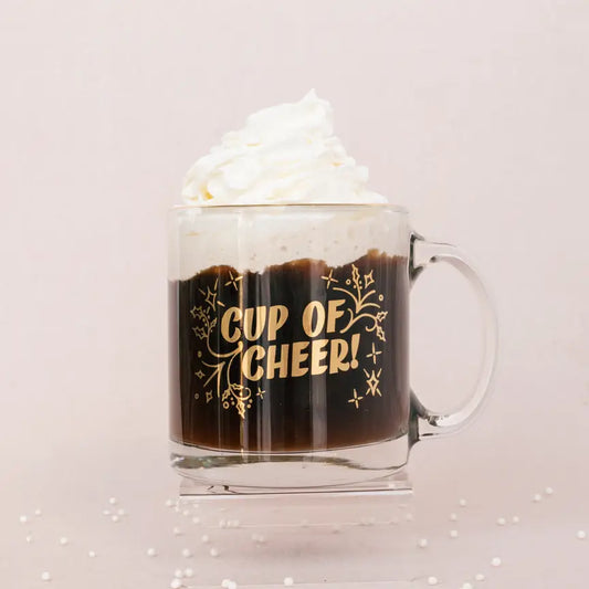 Cup of Cheer Holiday Metallic Glass Mug