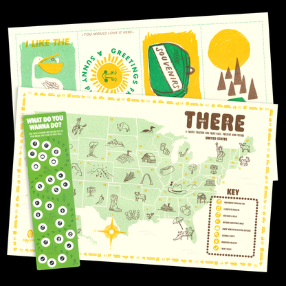 United States Road Trip Travel Map & Postcards (Set of 6)