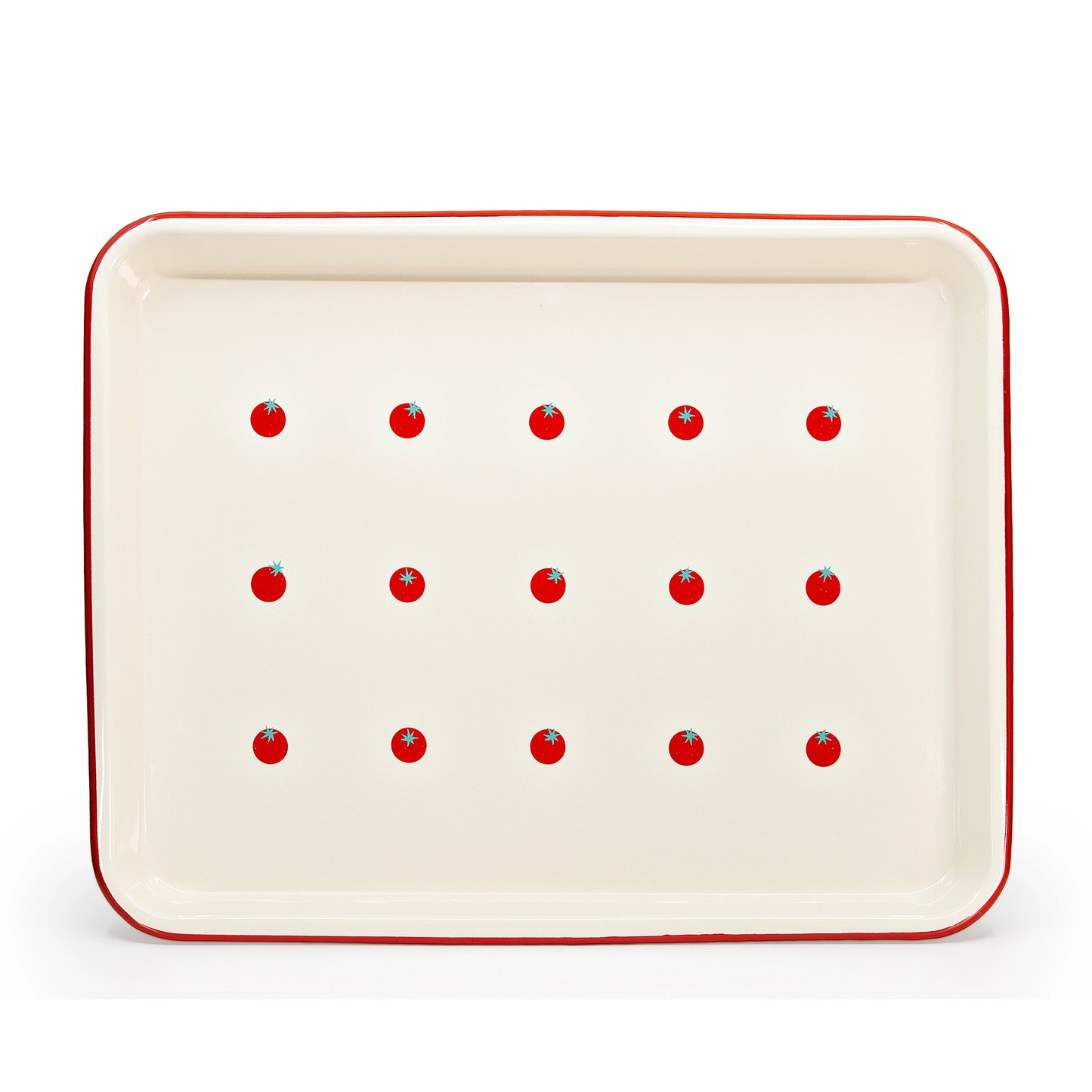 Tomato Enamelware 16" x 12" Large Rectangle Tray