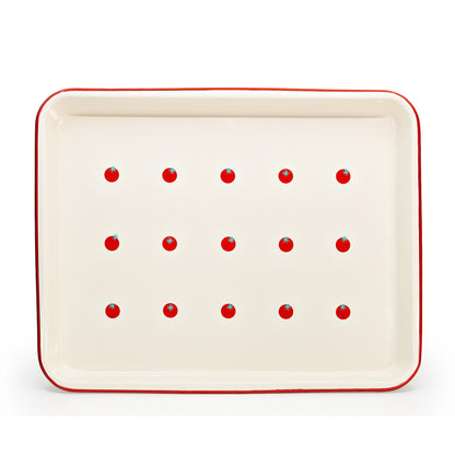 Tomato Enamelware 16" x 12" Large Rectangle Tray
