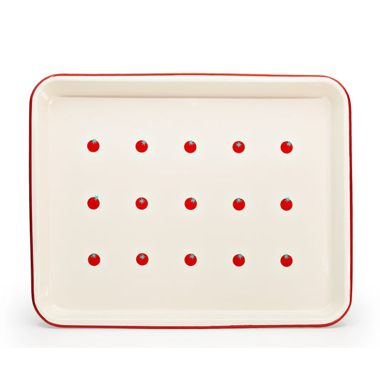 Tomato Enamelware 16" x 12" Large Rectangle Tray