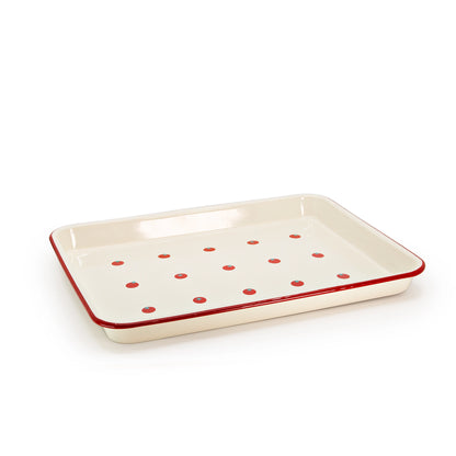 Tomato Enamelware 16" x 12" Large Rectangle Tray