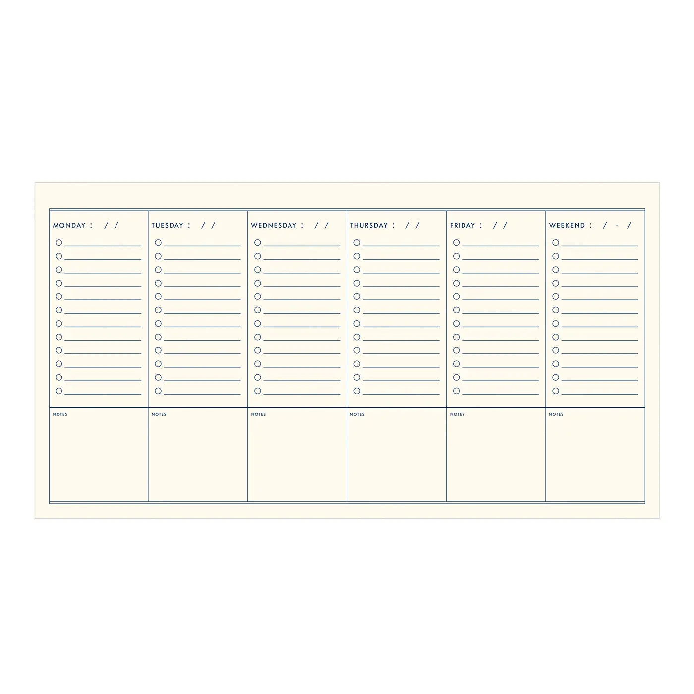 Day By Day Undated Weekly Planner