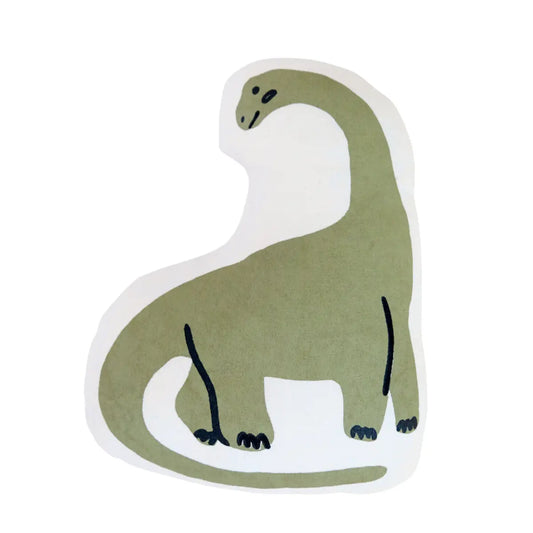 Long Neck Dinosaur Screen Printed Canvas Pillow