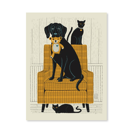 Dog With Cats 16" x 20" Screen Print