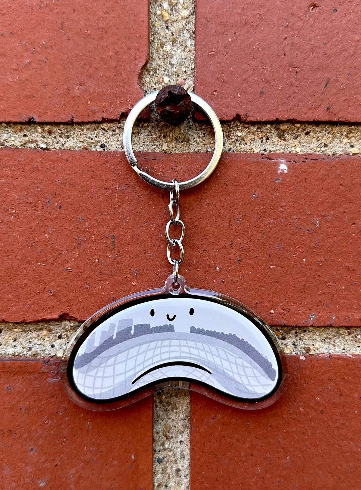 Chicago Bean (Cloud Gate) Smiley Face Keychain
