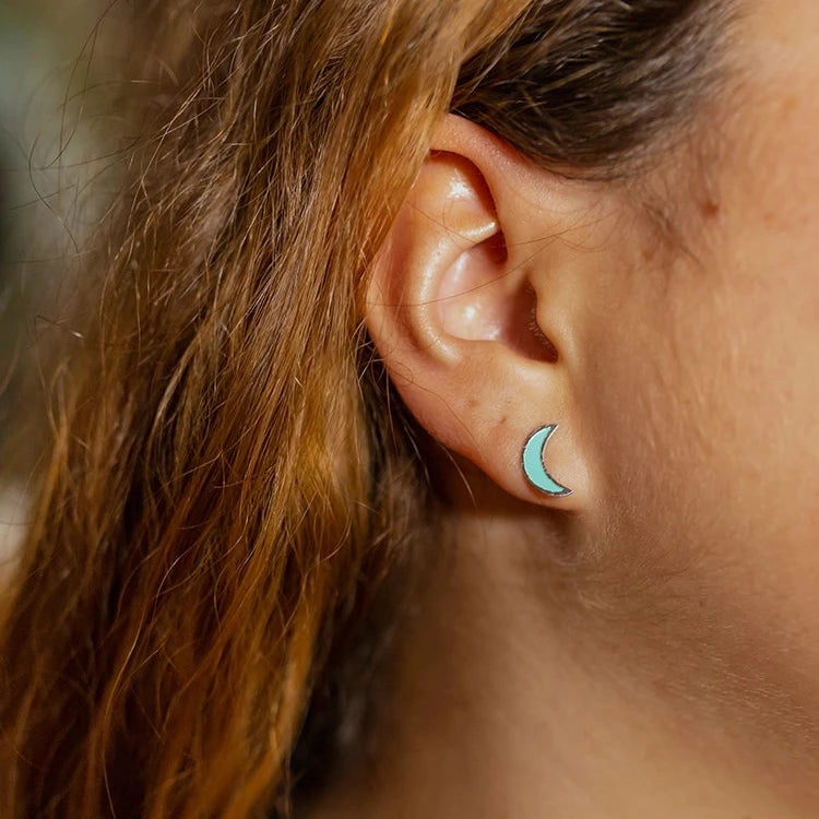 Turquoise Crescent Stud Earrings