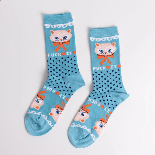 F*** It Kitty Cotton Crew Socks