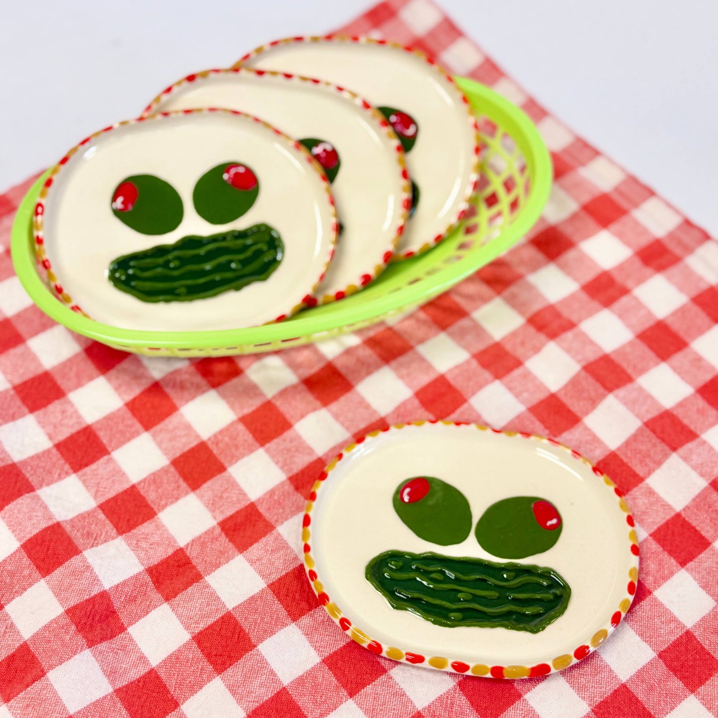 Olive & Pickle Face Ceramic Tray