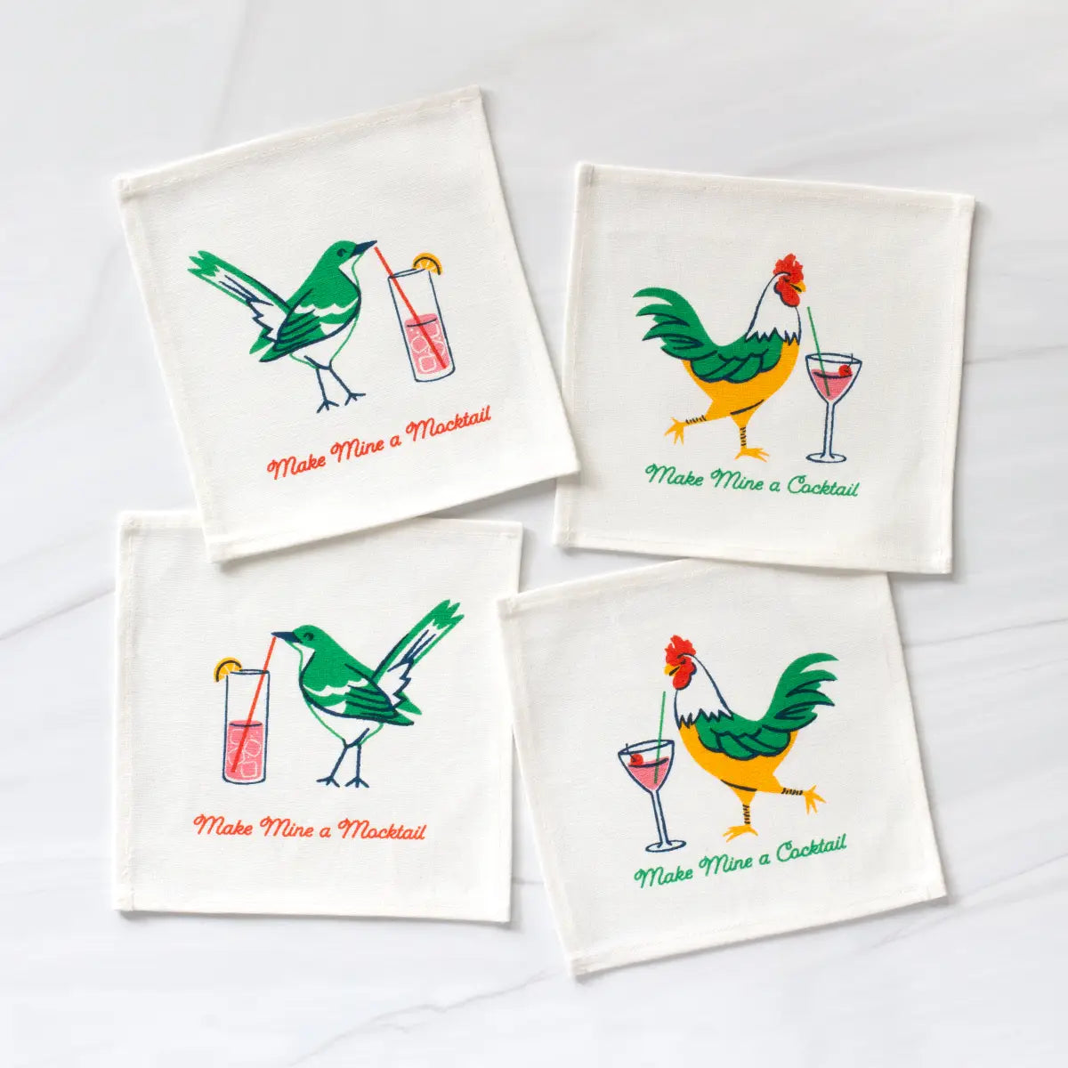 Cocktail Mocktail Screen Printed Cocktail Napkins (Set of 4)