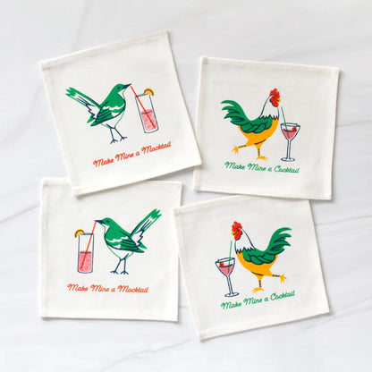 Cocktail Mocktail Screen Printed Cocktail Napkins (Set of 4)